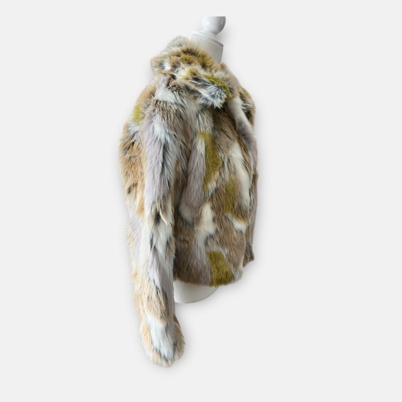 Wild Fable Retro Neutral Multicolor Faux Fur Short Open Front Jacket Size XS - Picture 2 of 8